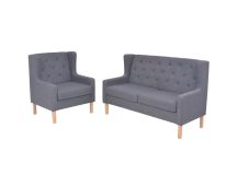 vidaXL Sofa Set 2 Pieces Fabric Grey