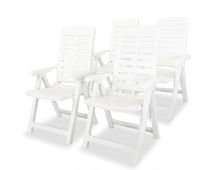 vidaXL Reclining Garden Chairs 4 pcs Plastic White