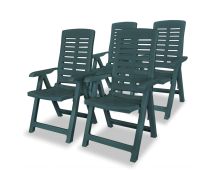 vidaXL Reclining Garden Chairs 4 pcs Plastic Green