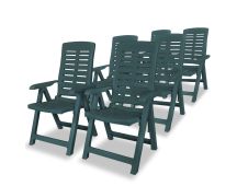 vidaXL Reclining Garden Chairs 6 pcs Plastic Green