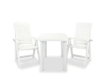 vidaXL 3 Piece Bistro Set Plastic White