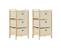 vidaXL Storage Racks with 3 Fabric Baskets 2 pcs Beige Cedar Wood