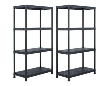 vidaXL Storage Shelf Racks 2 pcs Black 60x30x138 cm Plastic