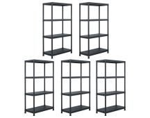 vidaXL Storage Shelf Racks 5 pcs Black 60x30x138 cm Plastic