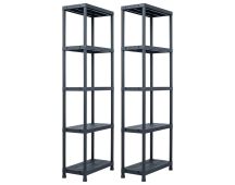 vidaXL Storage Shelf Racks 2 pcs Black 125 kg 60x30x180 cm Plastic