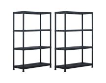 vidaXL Storage Shelf Racks 2 pcs Black 220 kg 90x40x138 cm Plastic