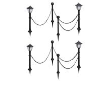 vidaXL Solar Lights 4 pcs with Chain Fence and Poles