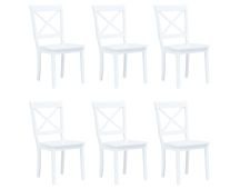 vidaXL Dining Chairs 6 pcs White Solid Rubber Wood