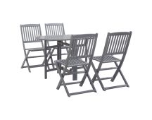 vidaXL 5 Piece Garden Dining Set Solid Wood Acacia Grey