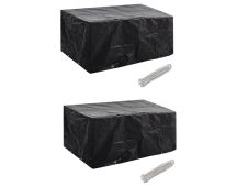 vidaXL Garden Furniture Covers 2 pcs 4 Person Poly Rattan Set 8 Eyelets 180x140 cm