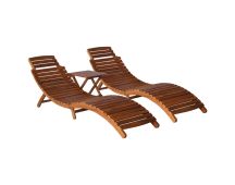 vidaXL 3 Piece Sunlounger with Tea Table Solid Wood Acacia