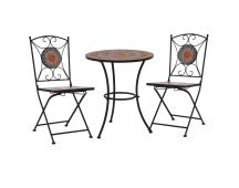 vidaXL 3 Piece Mosaic Bistro Set Ceramic Tile Orange/Grey