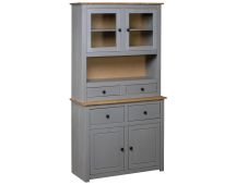 vidaXL Highboard Grey 93x40.5x180 cm Solid Pine Panama Range