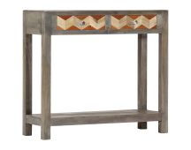 vidaXL Console Table Grey 86x30x76 cm Solid Mango Wood