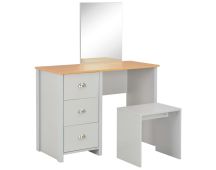 vidaXL Dressing Table with Mirror and Stool Grey 104x45x131 cm