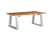 vidaXL Coffee Table 100x60x40 cm Solid Acacia Wood and Stainless Steel