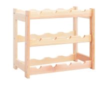 vidaXL Wine Rack for 12 Bottles Solid Wood Pine