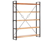 vidaXL 5-Tier Bookcase 140x30x180 cm Solid Acacia Wood