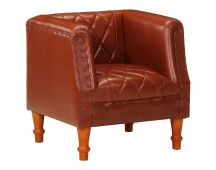 vidaXL Tub Chair Brown Real Goat Leather