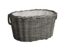 vidaXL Firewood Basket with Carrying Handles 60x40x28 cm Grey Willow