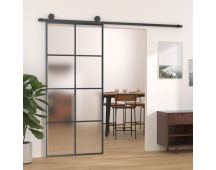 vidaXL Sliding Door Aluminium and ESG Glass 90x205 cm Black