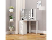 vidaXL Corner Dressing Table Make-up Table with LED Light White