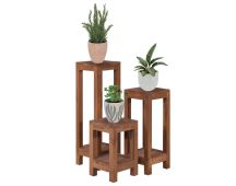 vidaXL Plant Stands 3 pcs Solid Teak Wood