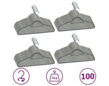 vidaXL 100 pcs Clothes Hanger Set Anti-slip Grey Velvet