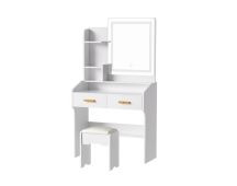 Artiss Dressing Table Set Stool Led White Doria