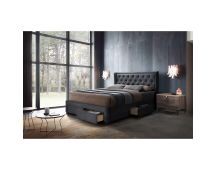 Softouch King Size Bed Frame Timber Mattress Base With Storage Drawers - Grey