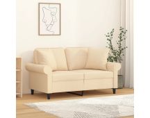 vidaXL 2-Seater Sofa with Pillows&Cushions Cream 120 cm Fabric