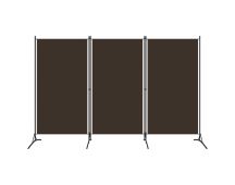 vidaXL 3-Panel Room Divider Brown 260x180 cm Fabric