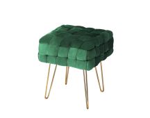 Artiss Ottoman Foot Stool Woven Velvet Green