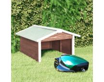 vidaXL Robotic Lawn Mower Garage 72x87x50 cm Mocca and White Firwood