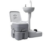 vidaXL Portable Camping Toilet and Handwash Stand Set Grey