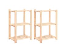 vidaXL 3-Tier Storage Racks 2 pcs 60x38x90 cm Solid Wood Pine 150 kg