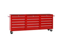 vidaXL Tool Trolley with 15 Drawers Steel Red