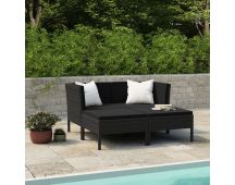 vidaXL 4 Piece Garden Lounge Set with Cushions Poly Rattan Black