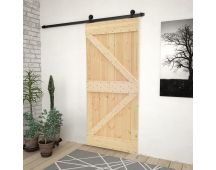 vidaXL Sliding Door with Hardware Set 90x210 cm Solid Pine Wood