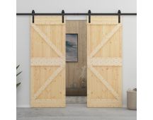 vidaXL Sliding Door with Hardware Set 90x210 cm Solid Pine Wood