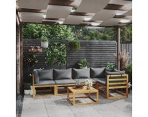 vidaXL 6 Piece Garden Lounge Set with Cushions Solid Acacia Wood