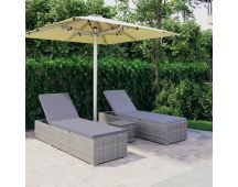 vidaXL 3 Piece Garden Sun Loungers with Tea Table Poly Rattan Grey