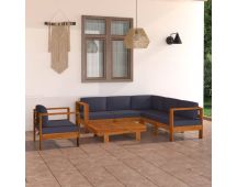 vidaXL 7 Piece Garden Lounge Set with Dark Grey Cushions Acacia Wood