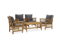 vidaXL 5 Piece Garden Lounge Set with Cushions Solid Acacia Wood (310255+2x310258)