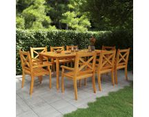 vidaXL 9 Piece Garden Dining Set Solid Wood Acacia