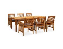 vidaXL 7 Piece Garden Dining Set with Cushions Solid Acacia Wood