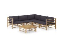 vidaXL 6 Piece Garden Lounge Set with Dark Grey Cushions Bamboo