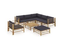 vidaXL 8 Piece Garden Lounge Set with Dark Grey Cushions Bamboo