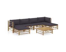 vidaXL 7 Piece Garden Lounge Set with Dark Grey Cushions Bamboo