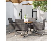 vidaXL 5 Piece Garden Dining Set Poly Rattan Grey